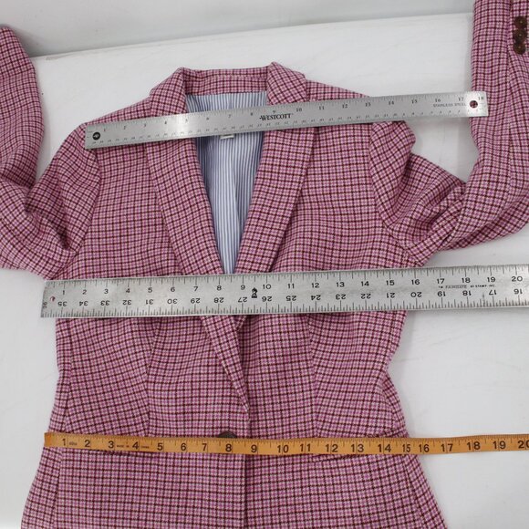 J Crew Blazer Women 00P Plaid Houndstooth One Button Wool Blend Classic tweed - Picture 9 of 12